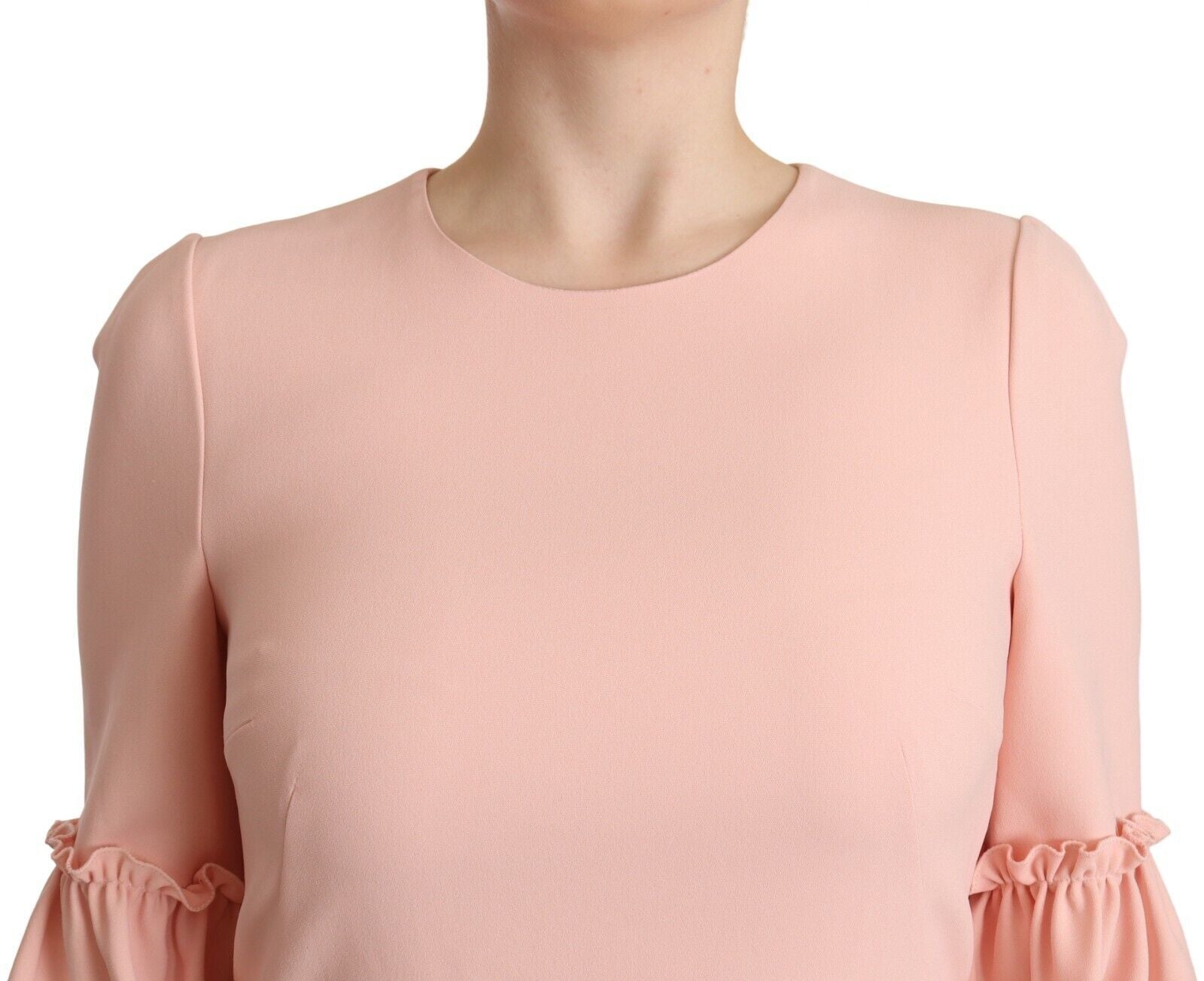 Dolce & Gabbana Pink Ruffled Sleeves Viscose Sheath Dress - Whispers Of Wisdom Clothing