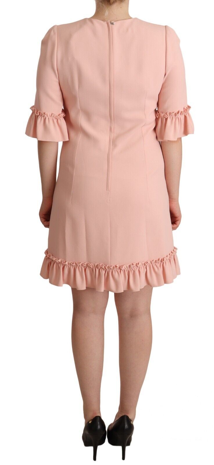 Dolce & Gabbana Pink Ruffled Sleeves Viscose Sheath Dress - Whispers Of Wisdom Clothing