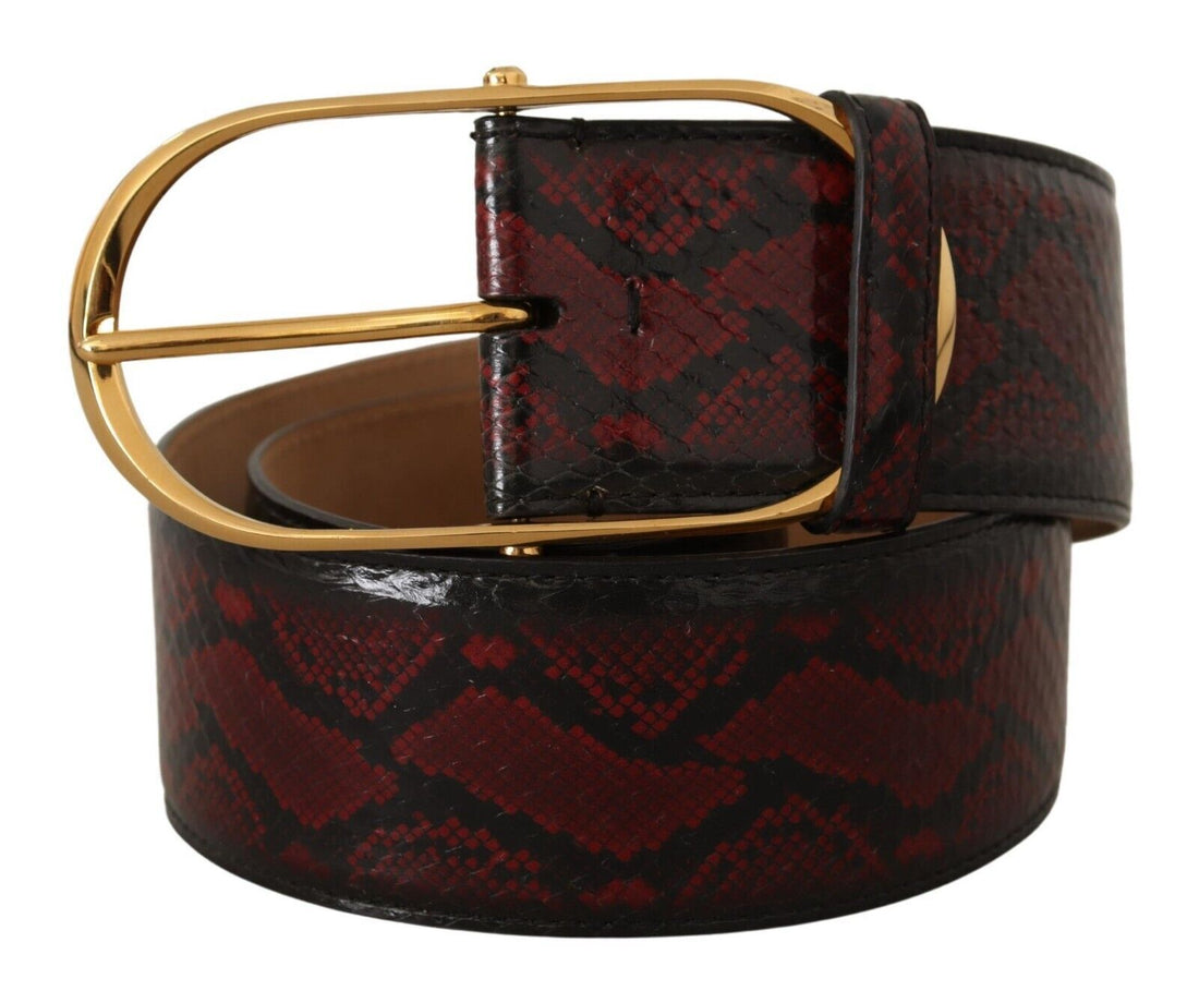 Dolce & Gabbana Red Exotic Leather Gold Oval Buckle Belt - Whispers Of Wisdom Clothing
