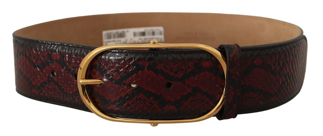 Dolce & Gabbana Red Exotic Leather Gold Oval Buckle Belt - Whispers Of Wisdom Clothing