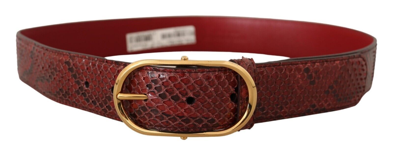 Dolce & Gabbana Red Exotic Leather Gold Oval Buckle Belt - Whispers Of Wisdom Clothing