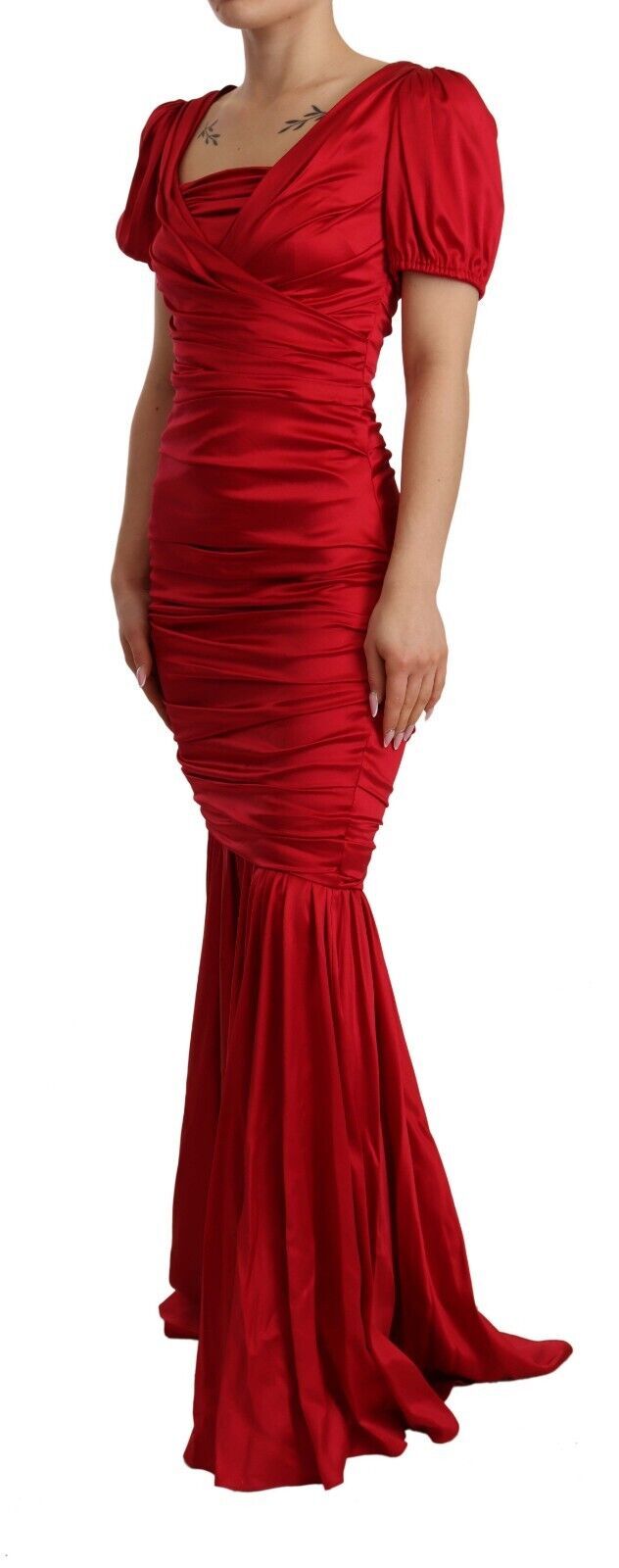 Dolce & Gabbana Red Silk Stretch Sheath Mermaid Gown Dress - Whispers Of Wisdom Clothing
