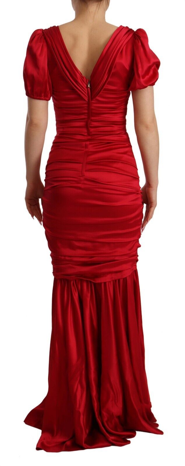 Dolce & Gabbana Red Silk Stretch Sheath Mermaid Gown Dress - Whispers Of Wisdom Clothing