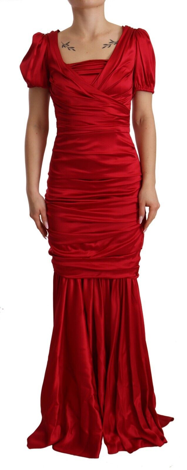 Dolce & Gabbana Red Silk Stretch Sheath Mermaid Gown Dress - Whispers Of Wisdom Clothing