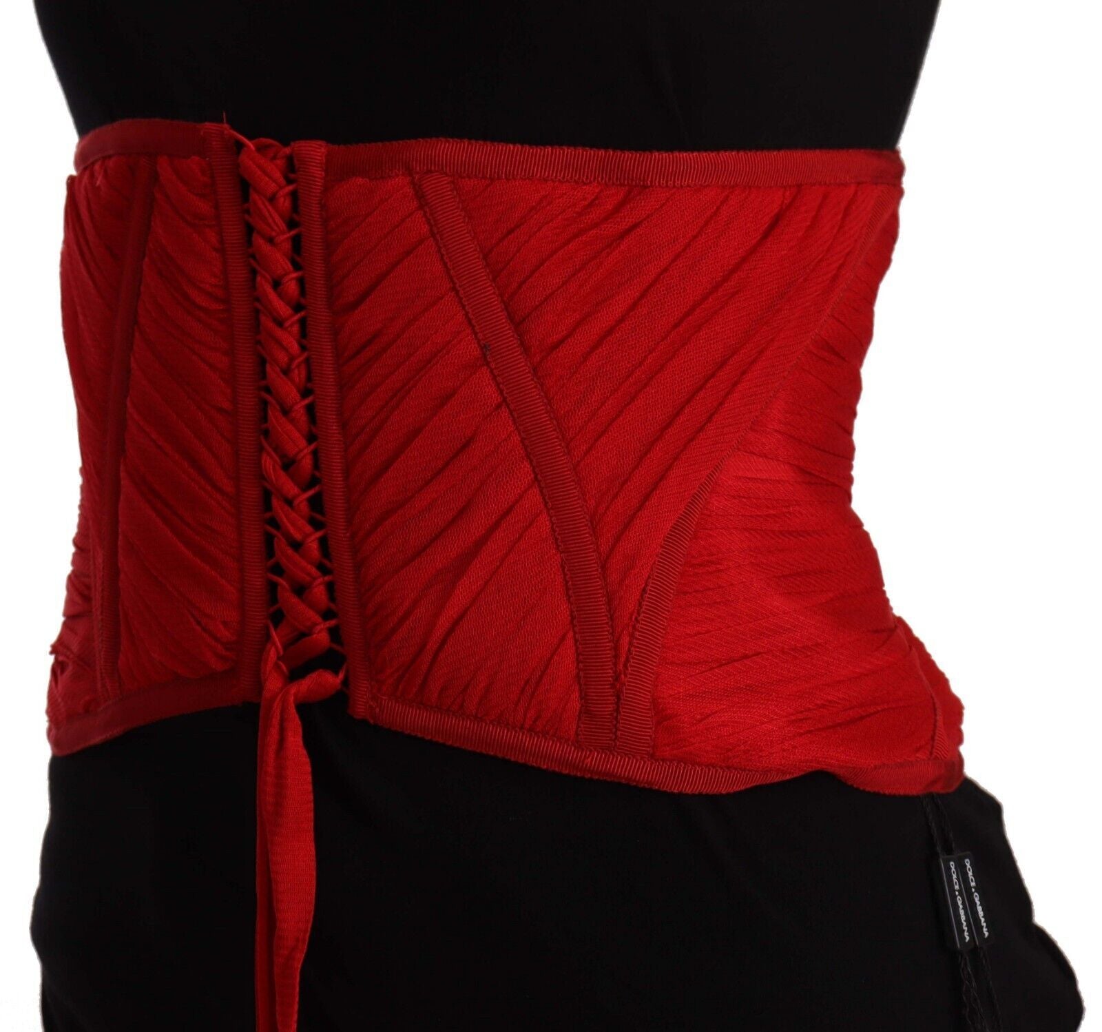Dolce & Gabbana Red Corset Belt Stretch Waist Strap Silk Top - Whispers Of Wisdom Clothing