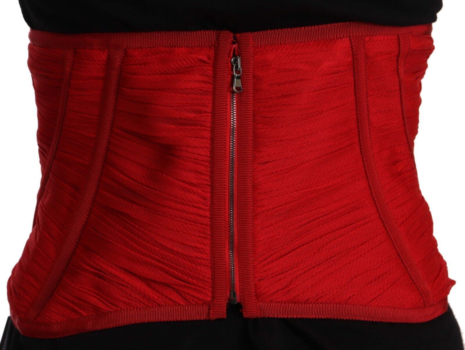 Dolce & Gabbana Red Corset Belt Stretch Waist Strap Silk Top - Whispers Of Wisdom Clothing