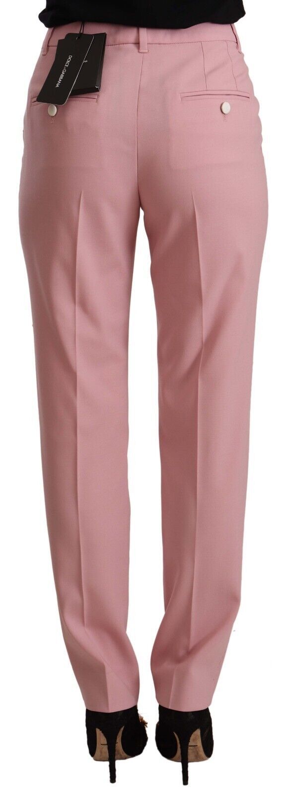 Dolce & Gabbana Pink Wool Stretch High Waist Trouser Pants - Whispers Of Wisdom Clothing