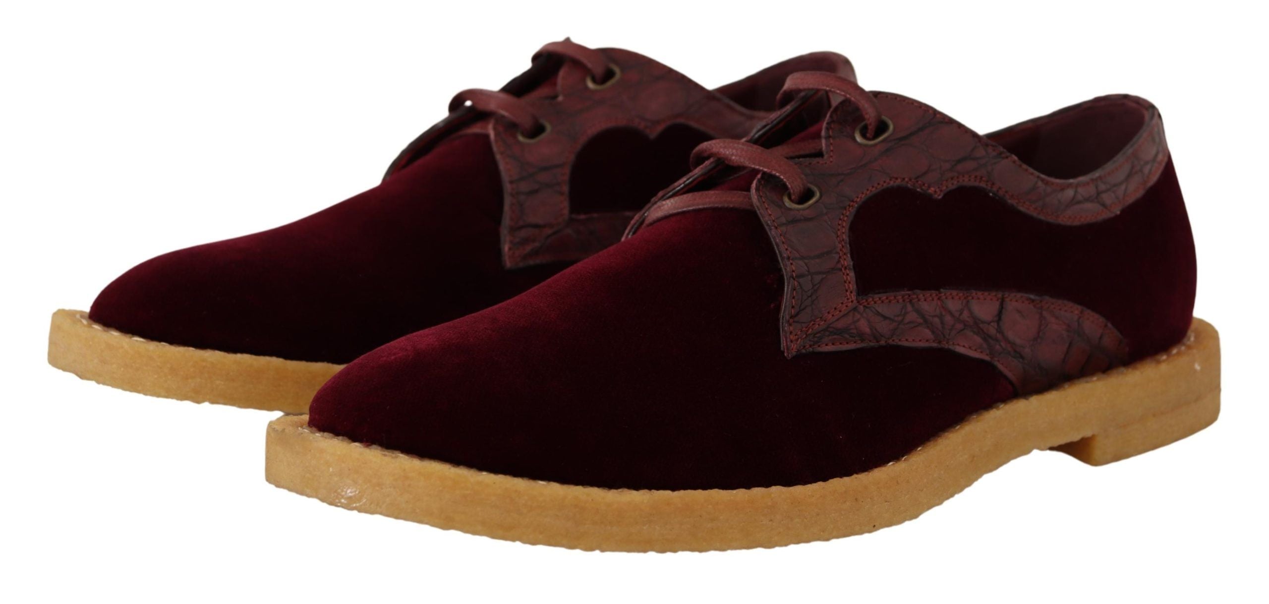 Dolce & Gabbana Bordeaux Velvet Exotic Leather Shoes - Whispers Of Wisdom Clothing