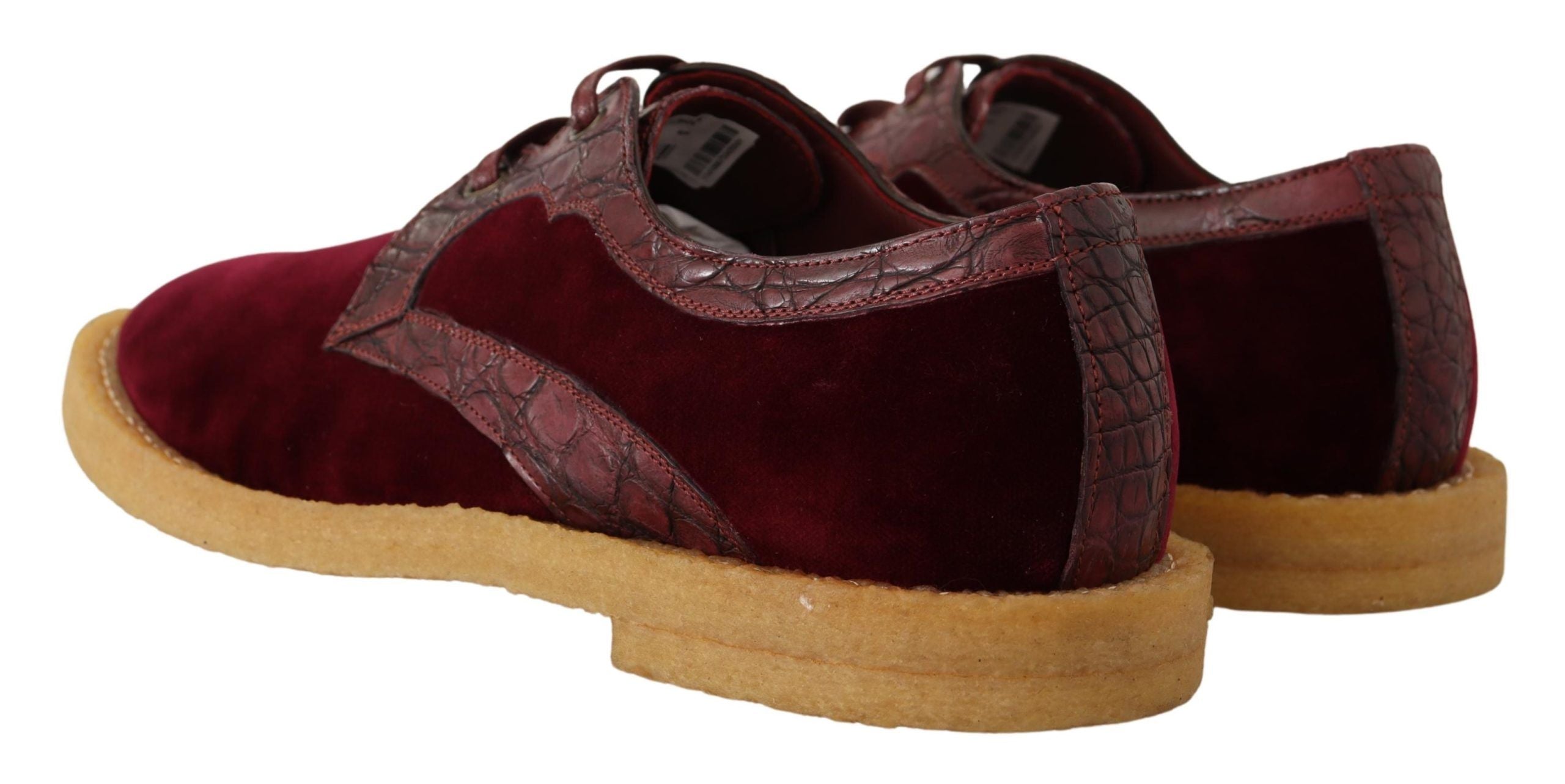 Dolce & Gabbana Bordeaux Velvet Exotic Leather Shoes - Whispers Of Wisdom Clothing