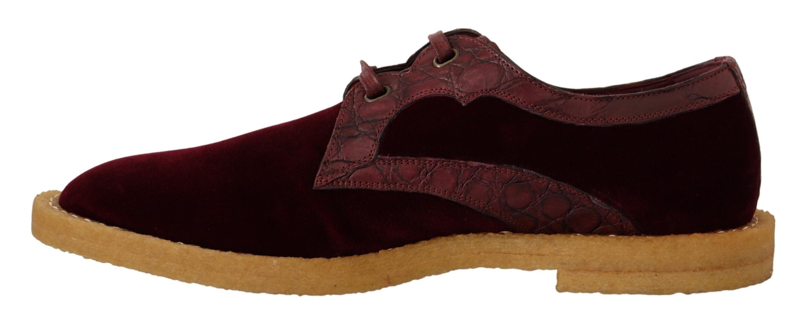Dolce & Gabbana Bordeaux Velvet Exotic Leather Shoes - Whispers Of Wisdom Clothing