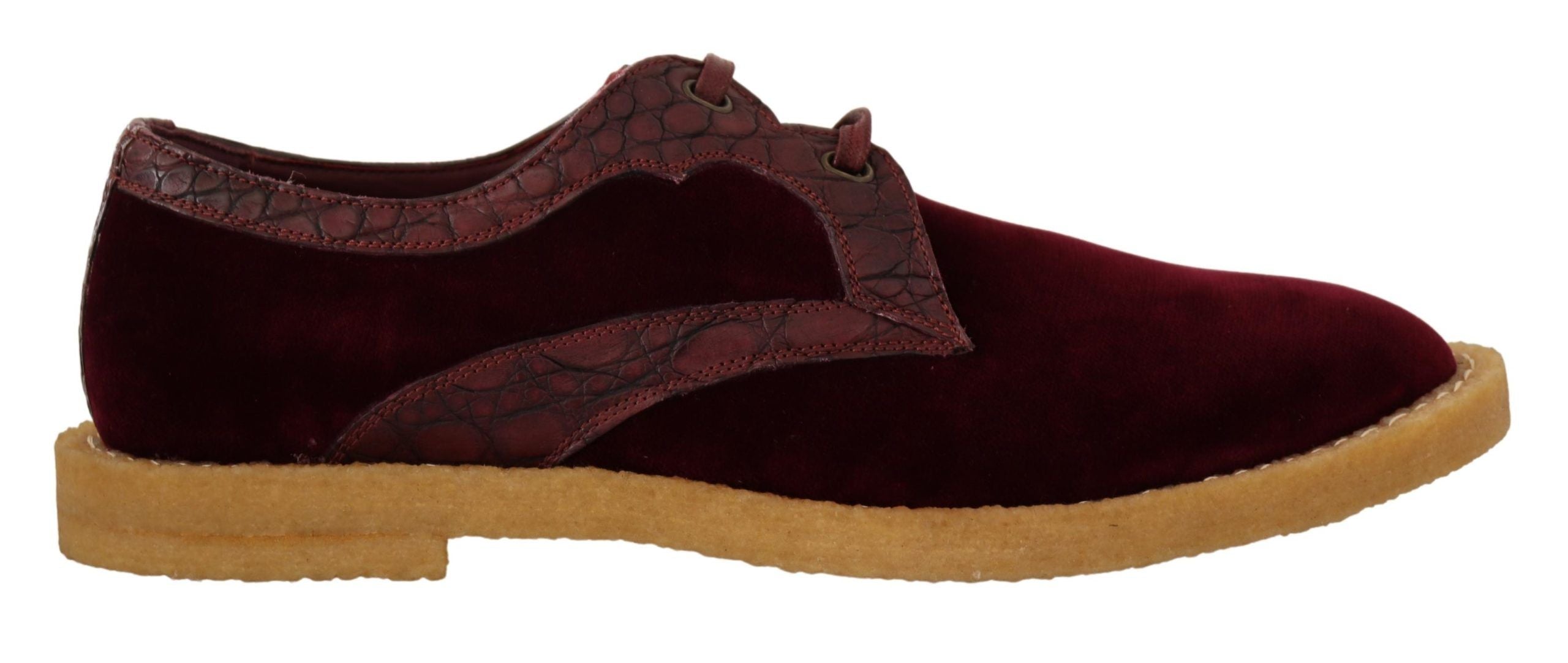 Dolce & Gabbana Bordeaux Velvet Exotic Leather Shoes - Whispers Of Wisdom Clothing
