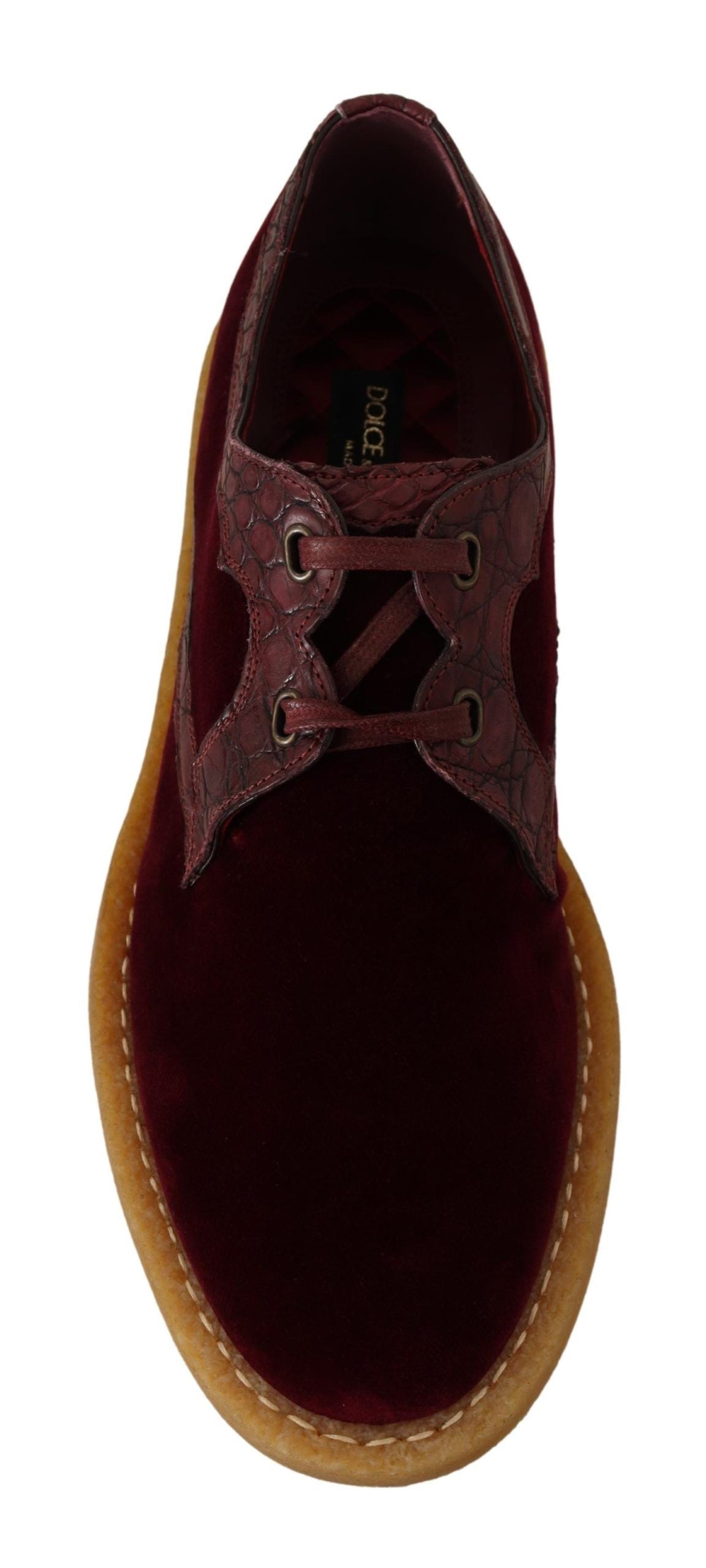 Dolce & Gabbana Bordeaux Velvet Exotic Leather Shoes - Whispers Of Wisdom Clothing