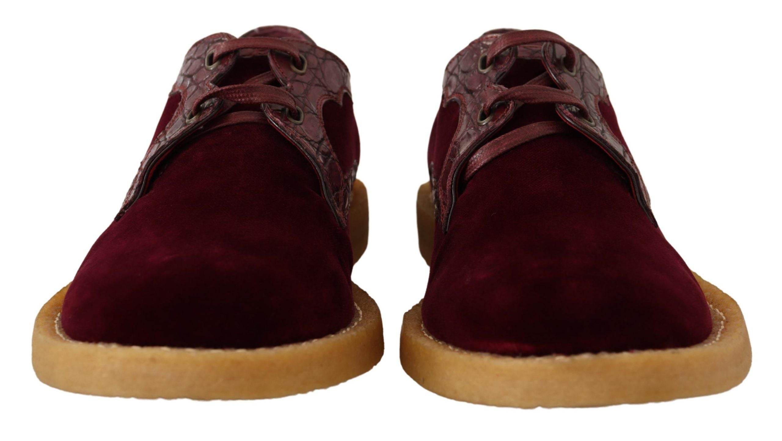 Dolce & Gabbana Bordeaux Velvet Exotic Leather Shoes - Whispers Of Wisdom Clothing