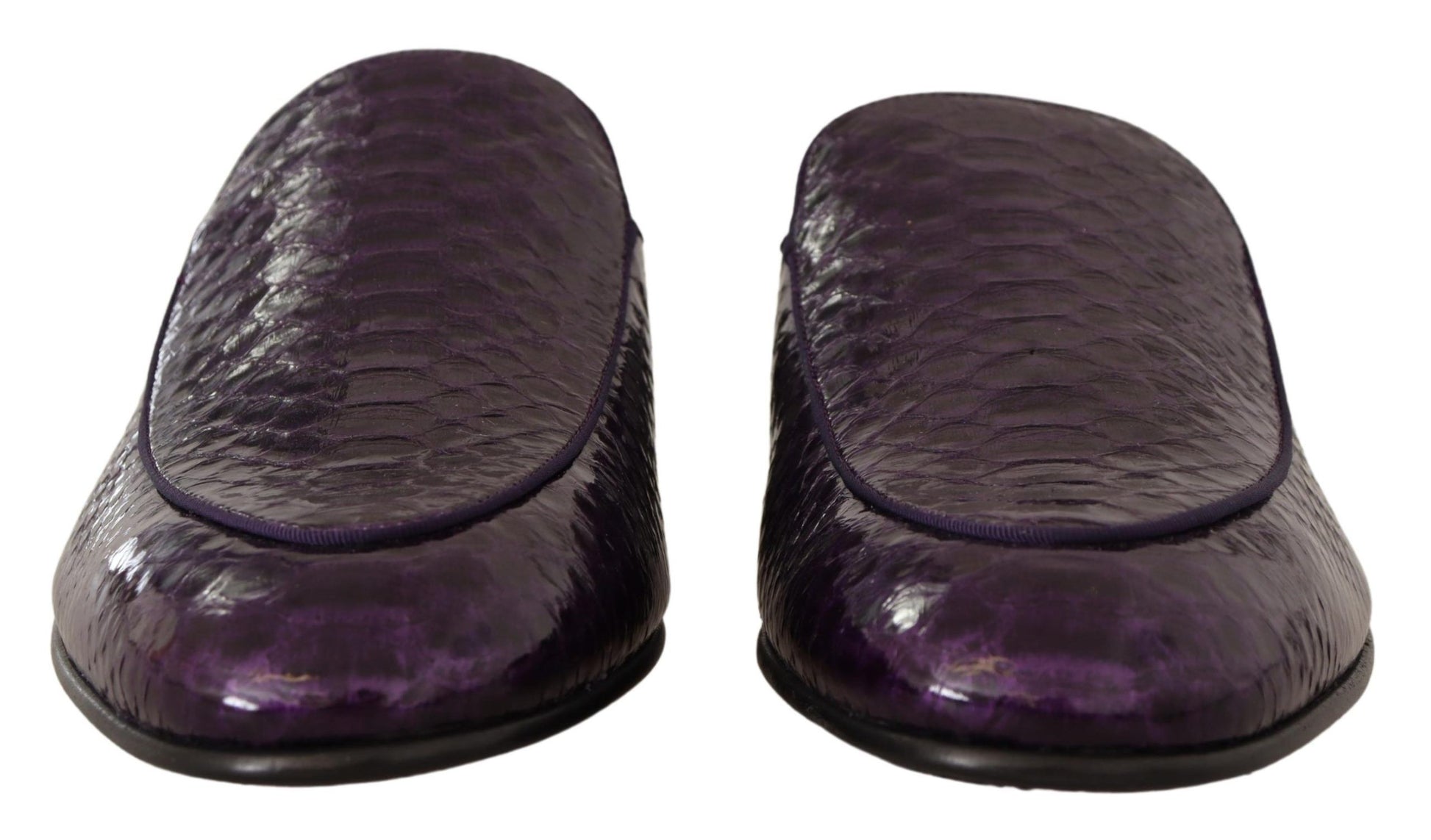 Dolce & Gabbana Purple Exotic Leather Flats Slides Shoes - Whispers Of Wisdom Clothing