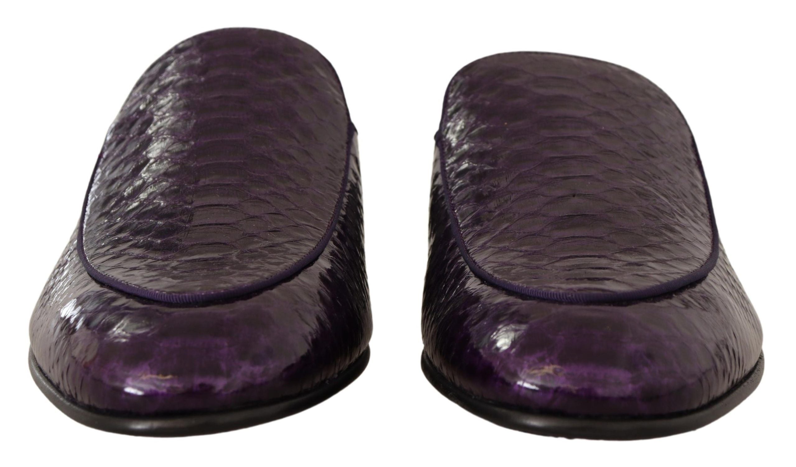 Dolce & Gabbana Purple Exotic Leather Flats Slides Shoes - Whispers Of Wisdom Clothing