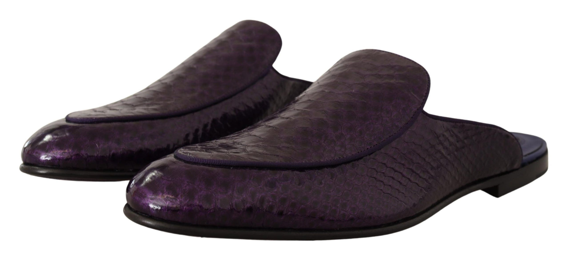 Dolce & Gabbana Purple Exotic Leather Flats Slides Shoes - Whispers Of Wisdom Clothing