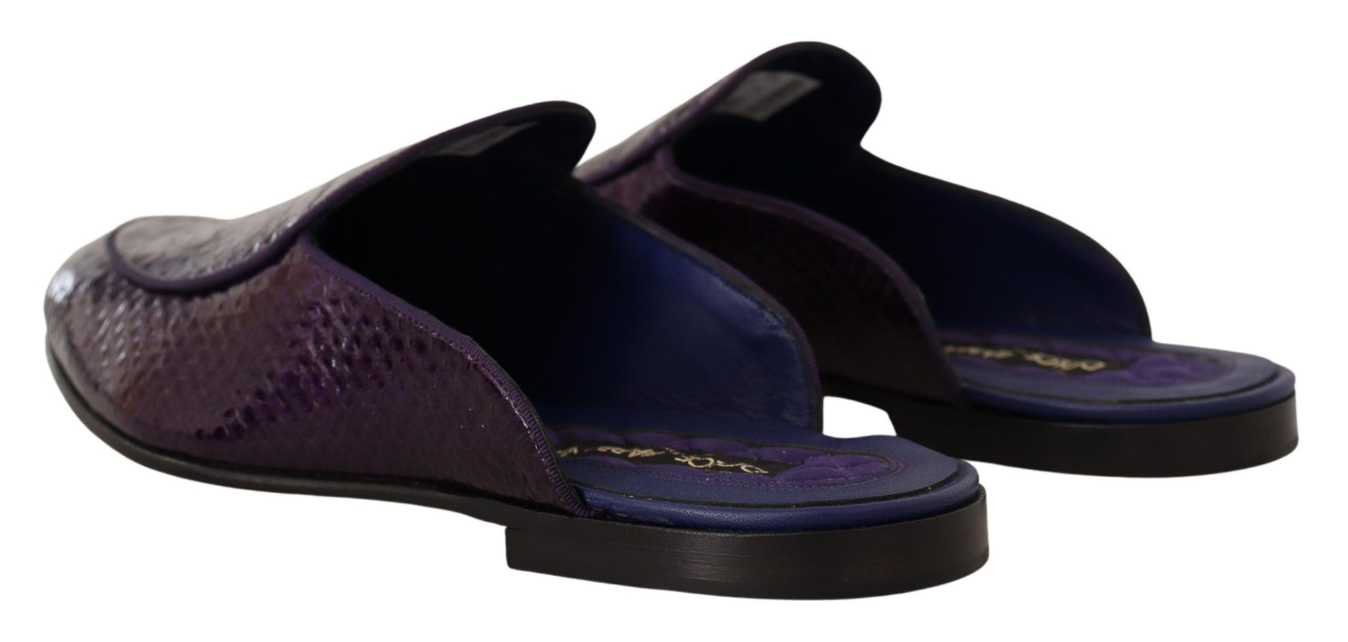Dolce & Gabbana Purple Exotic Leather Flats Slides Shoes - Whispers Of Wisdom Clothing