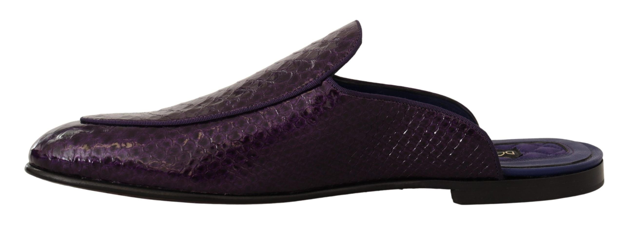 Dolce & Gabbana Purple Exotic Leather Flats Slides Shoes - Whispers Of Wisdom Clothing