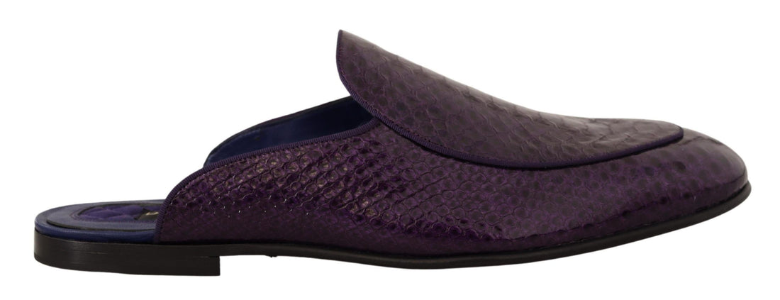 Dolce & Gabbana Purple Exotic Leather Flats Slides Shoes - Whispers Of Wisdom Clothing
