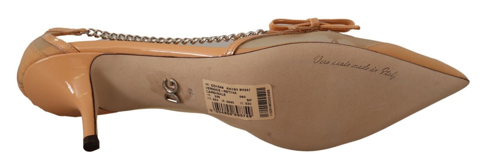 Dolce & Gabbana Peach Mesh Leather Chains Heels Pumps Shoes - Whispers Of Wisdom Clothing