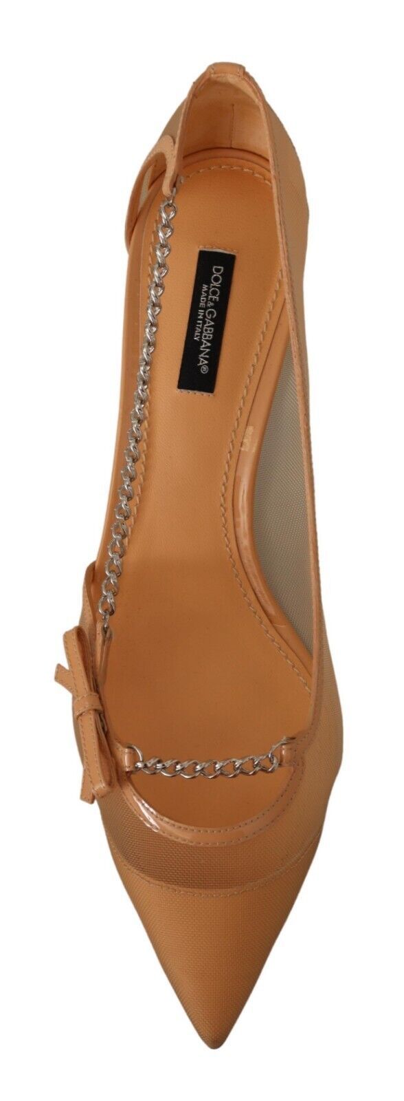 Dolce & Gabbana Peach Mesh Leather Chains Heels Pumps Shoes - Whispers Of Wisdom Clothing