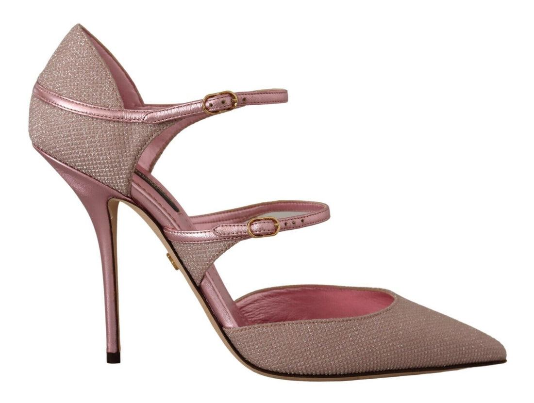 Dolce & Gabbana Pink Glittered Strappy Sandals Mary Jane Shoes - Whispers Of Wisdom Clothing