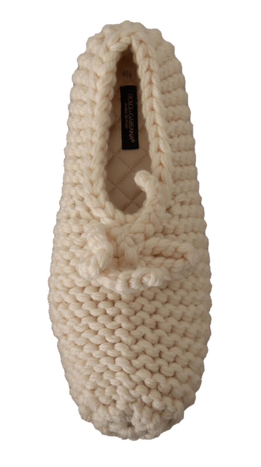 Dolce & Gabbana White Slip On Ballerina Flats Wool Knit Shoes - Whispers Of Wisdom Clothing
