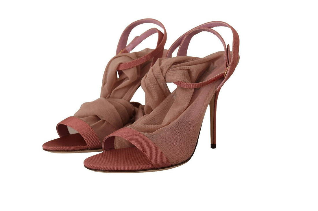 Dolce & Gabbana Pink Tulle Stretch Ankle Strap Sandals Shoes - Whispers Of Wisdom Clothing