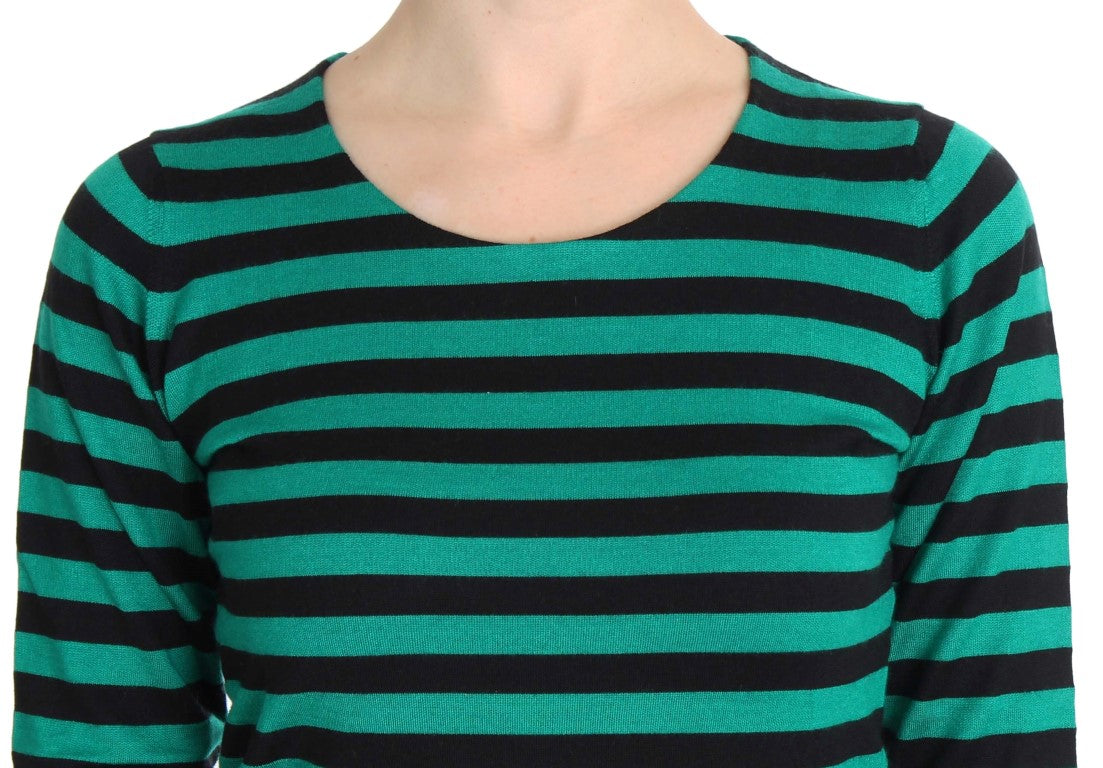 Dolce & Gabbana Green Black Silk Cashmere Sweater - Whispers Of Wisdom Clothing
