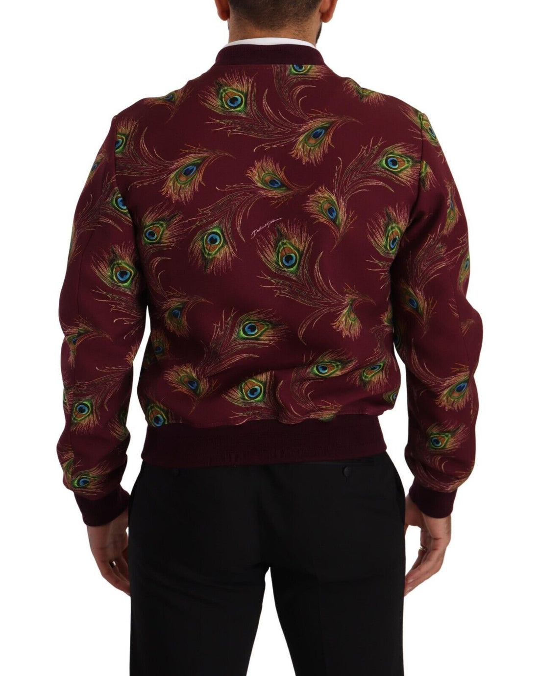 Dolce & Gabbana Red Peacock Polyester Stretch Full Zip Jacket - Whispers Of Wisdom Clothing