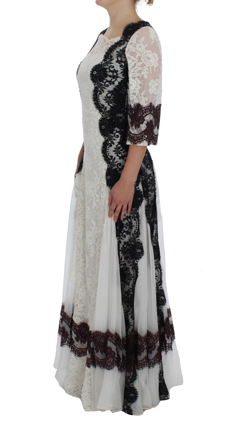 Dolce & Gabbana White Floral Lace Full Length Gown Dress - Whispers Of Wisdom Clothing