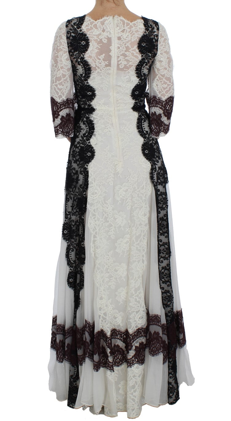 Dolce & Gabbana White Floral Lace Full Length Gown Dress - Whispers Of Wisdom Clothing