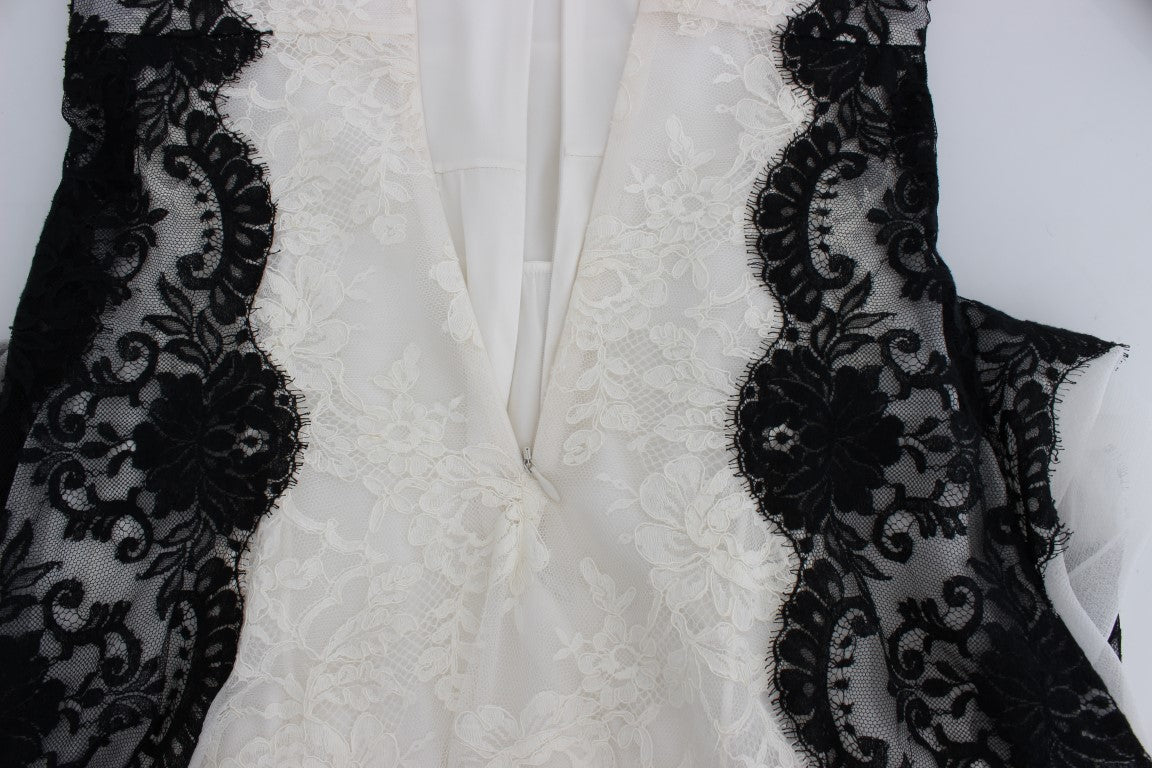 Dolce & Gabbana White Floral Lace Full Length Gown Dress - Whispers Of Wisdom Clothing