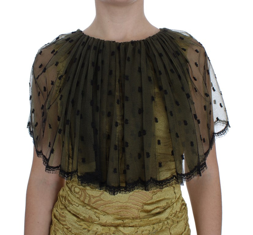 Dolce & Gabbana Yellow Black Floral Lace Ricamo Gown Dress - Whispers Of Wisdom Clothing