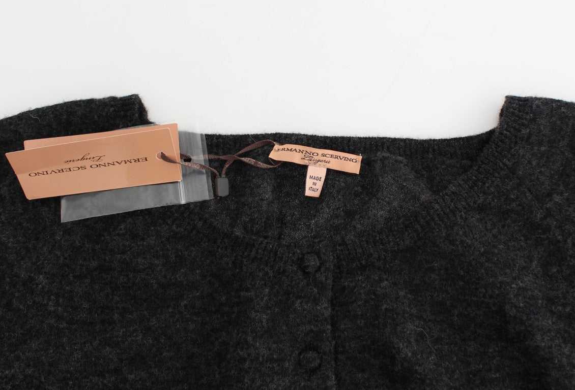 Ermanno Scervino Gray Knit Wool Cardigan Sweater - Whispers Of Wisdom Clothing