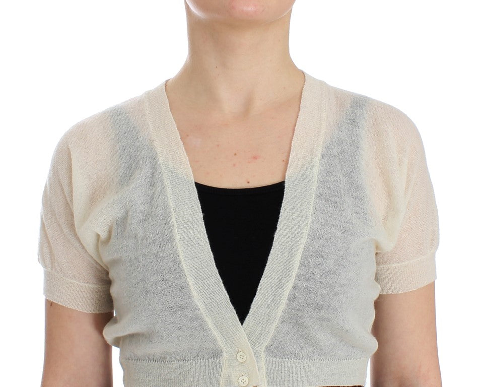 Ermanno Scervino White Wool Cardigan Sweater - Whispers Of Wisdom Clothing