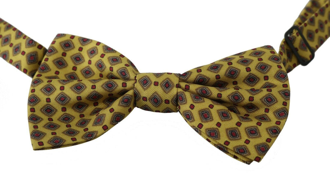 Dolce & Gabbana Yellow Pattern Silk Adjustable Neck Tie - Whispers Of Wisdom Clothing