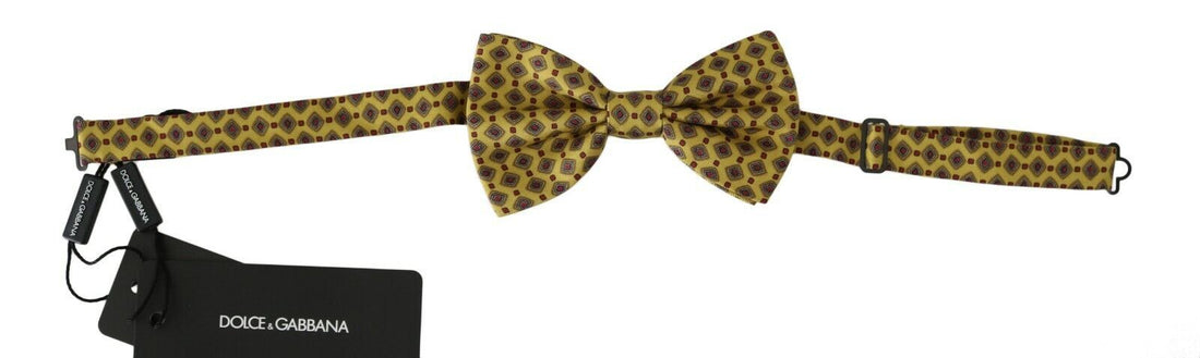Dolce & Gabbana Yellow Pattern Silk Adjustable Neck Tie - Whispers Of Wisdom Clothing