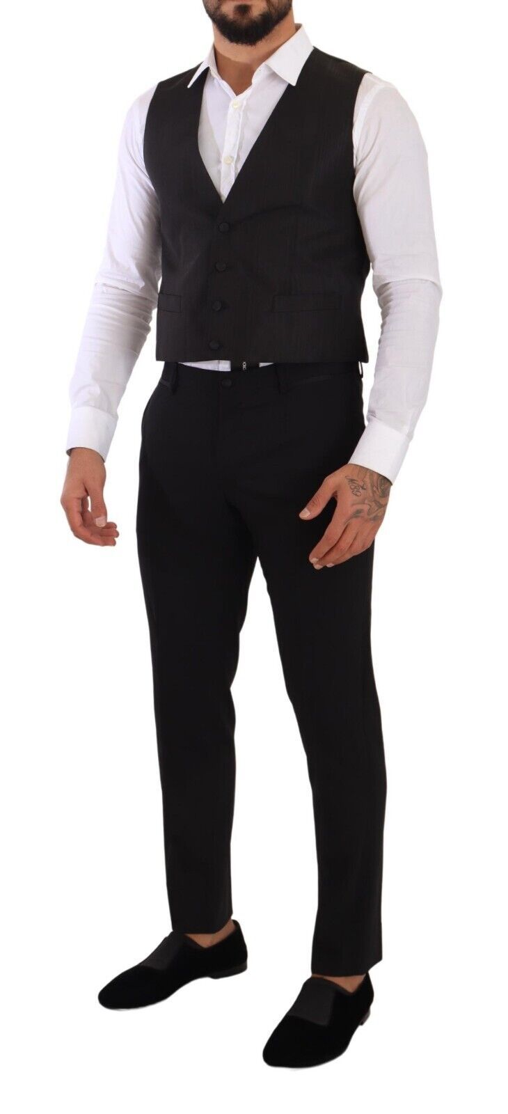 Dolce & Gabbana Gray Silk Slim Fit Waistcoat Formal Vest - Whispers Of Wisdom Clothing