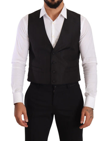 Dolce & Gabbana Gray Silk Slim Fit Waistcoat Formal Vest - Whispers Of Wisdom Clothing