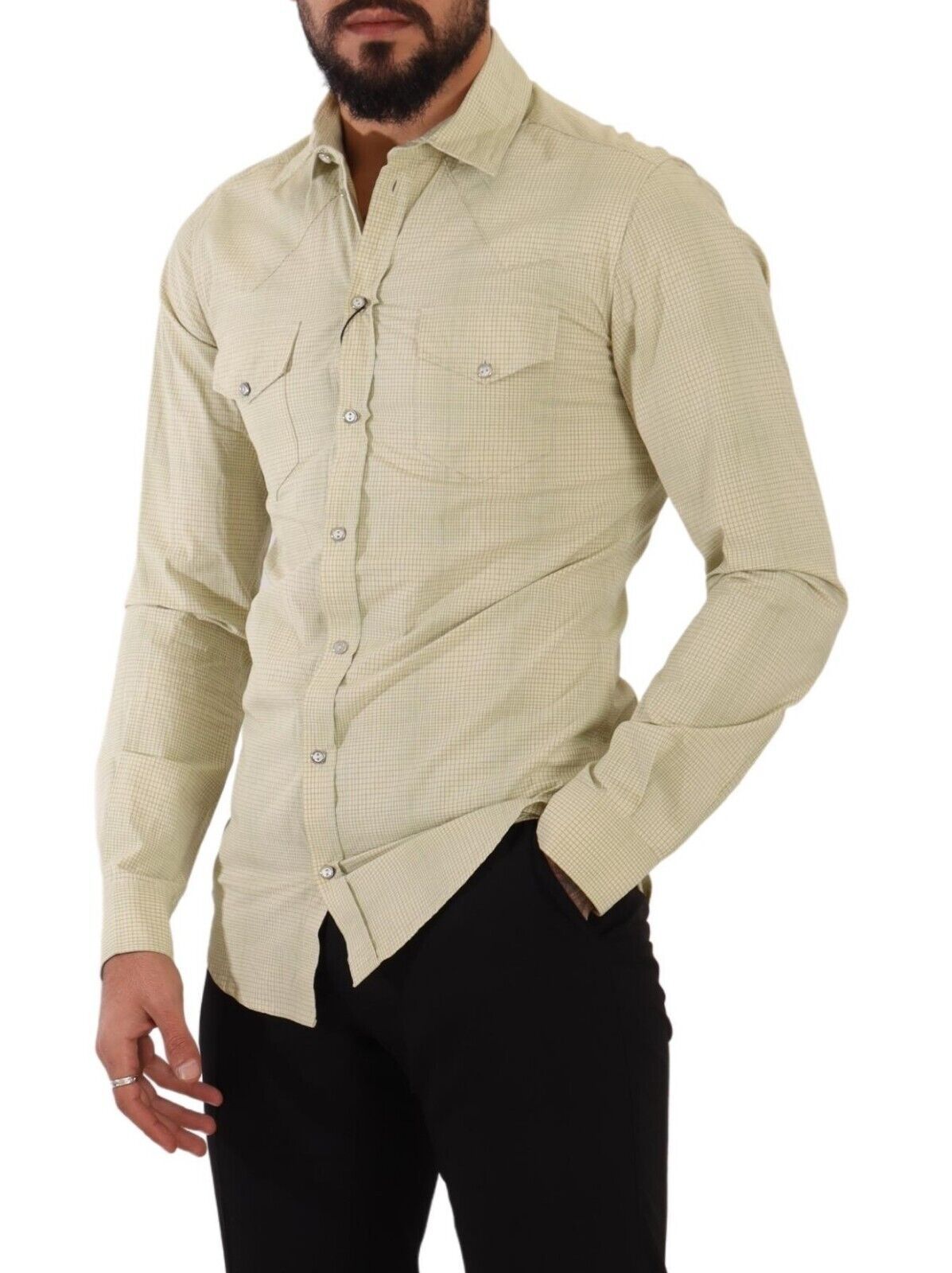 Dolce & Gabbana Yellow SICILIA Cotton Casual Slim Fit Shirt - Whispers Of Wisdom Clothing
