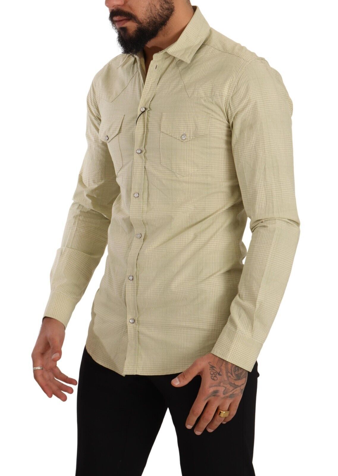 Dolce & Gabbana Yellow SICILIA Cotton Casual Slim Fit Shirt - Whispers Of Wisdom Clothing