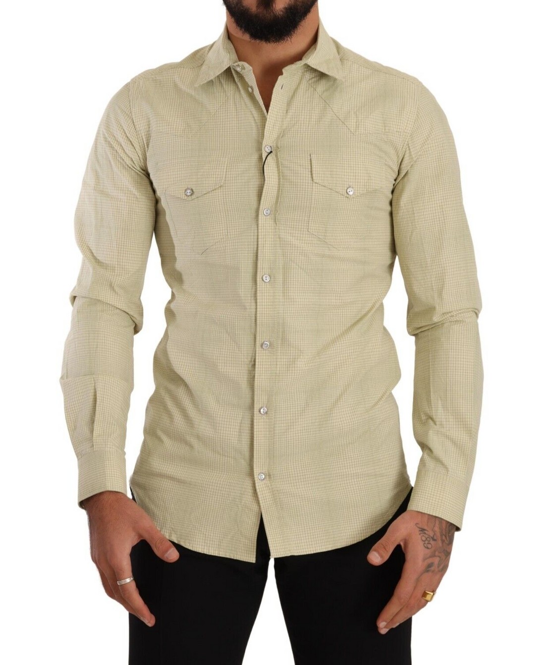 Dolce & Gabbana Yellow SICILIA Cotton Casual Slim Fit Shirt - Whispers Of Wisdom Clothing