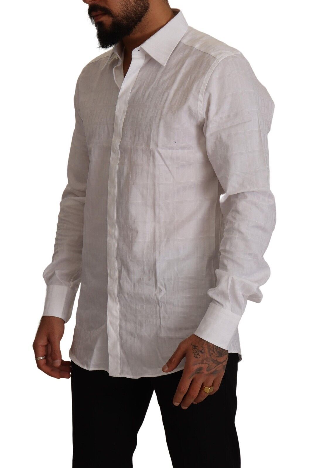 Dolce & Gabbana White GOLD Cotton Slim Fit Dress Formal Shirt - Whispers Of Wisdom Clothing