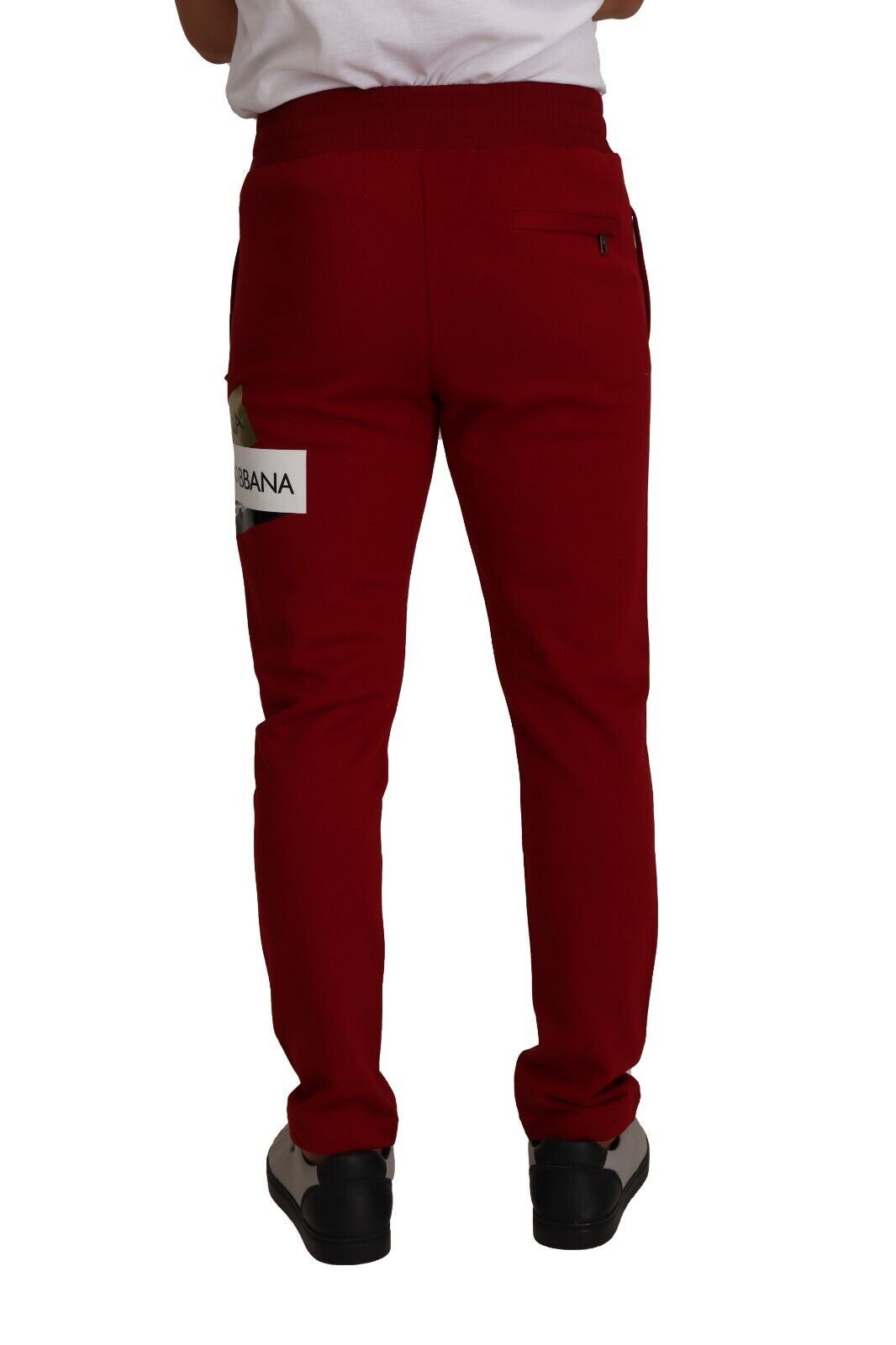 Dolce & Gabbana Red Cotton Logo Patch Sweatpants Jogging Pants - Whispers Of Wisdom Clothing