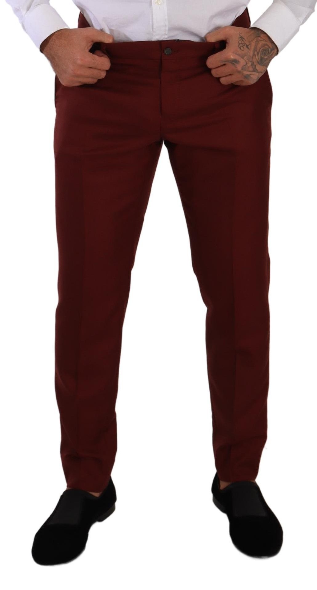 Dolce & Gabbana Red Cashmere Silk Dress Men Trouser Pants - Whispers Of Wisdom Clothing