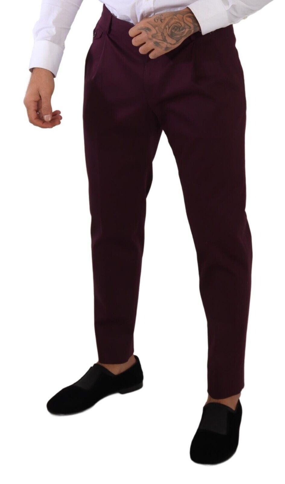 Dolce & Gabbana Purple Cotton Tapered Chinos Dress Pants - Whispers Of Wisdom Clothing