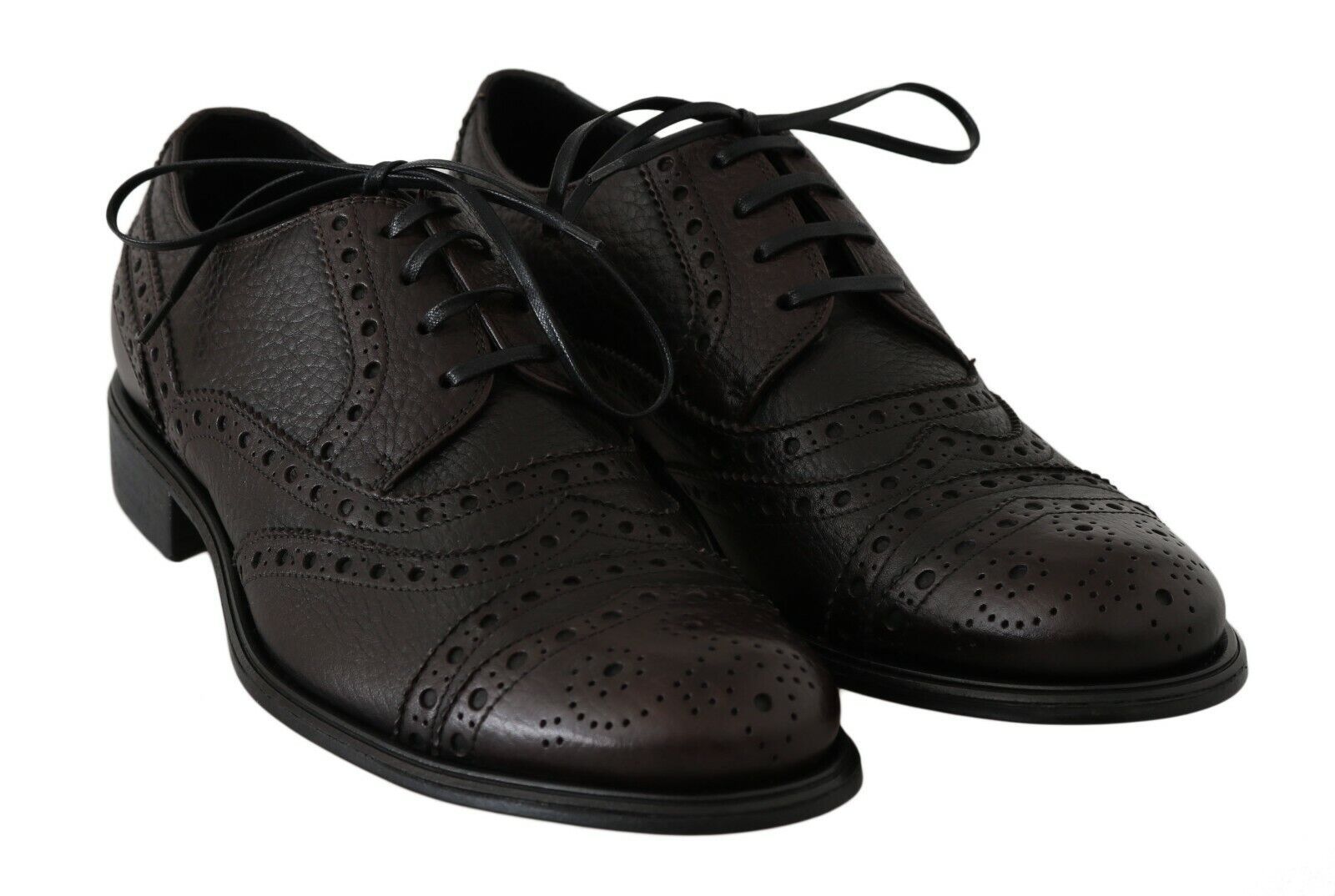 Dolce & Gabbana Brown Leather Wingtip Derby Formal Shoes - Whispers Of Wisdom Clothing
