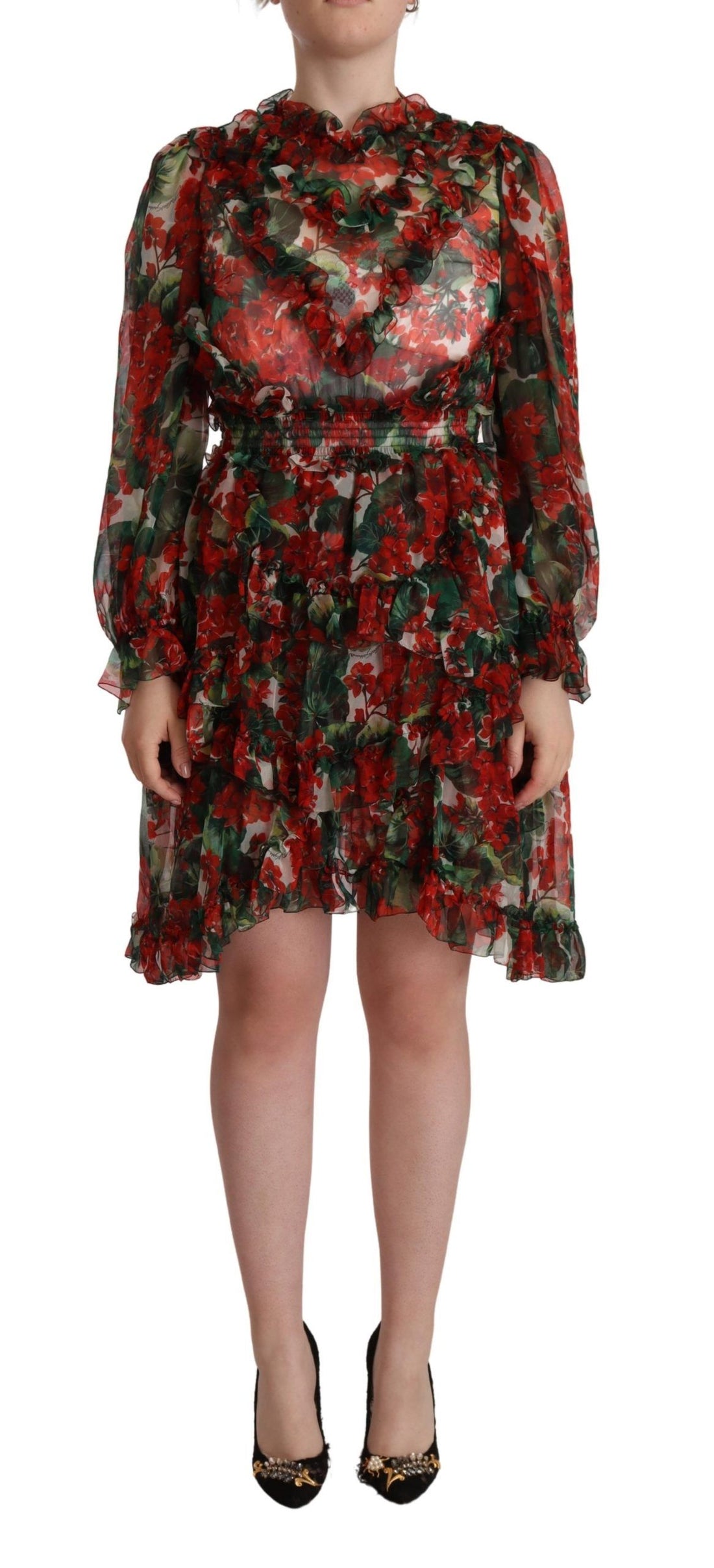 Dolce & Gabbana Multicolor Red Floral Silk Long Maxi Dress - Whispers Of Wisdom Clothing