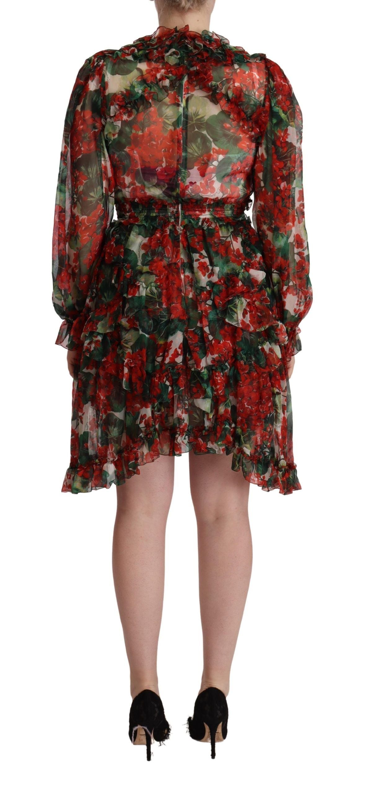Dolce & Gabbana Multicolor Red Floral Silk Long Maxi Dress - Whispers Of Wisdom Clothing
